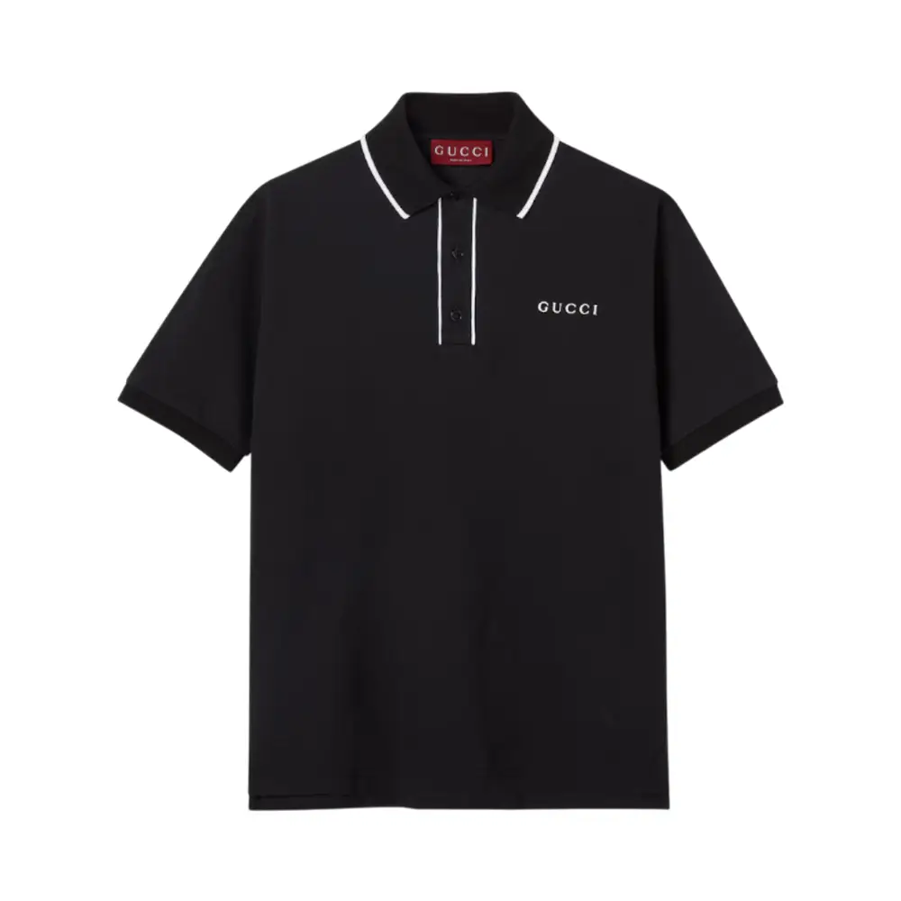 Gucci Retro Interlocking G Cotton Polo With Web Black – voilà.id