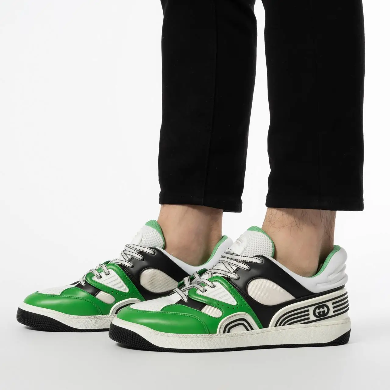 スニーカー GUCCI FW22 SNEAKER BASKETING (697882 2SH903760) Gucci Basket Green Demetra Men's - 697882 2SH90 3760 - US