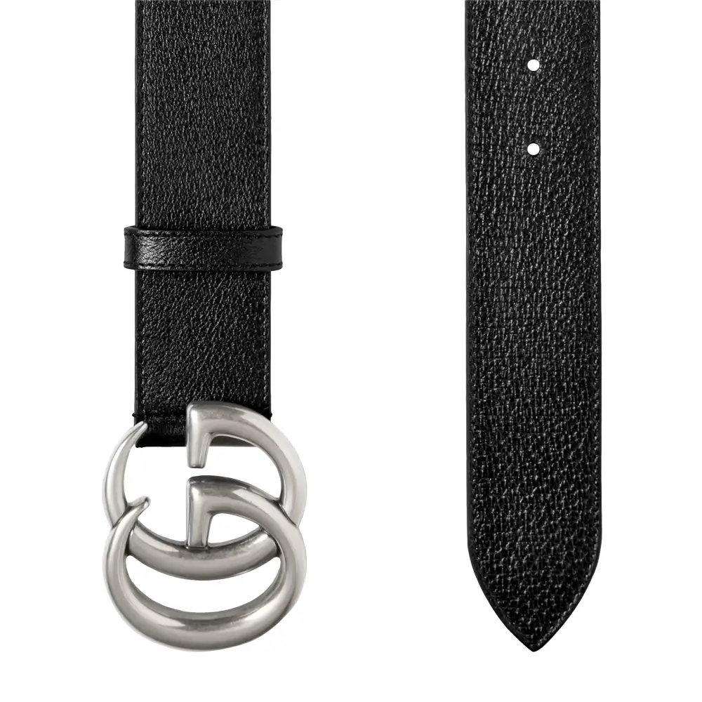 Gucci GG Silver Buckle Leather Belt 40mm Black Phw – voilà.id