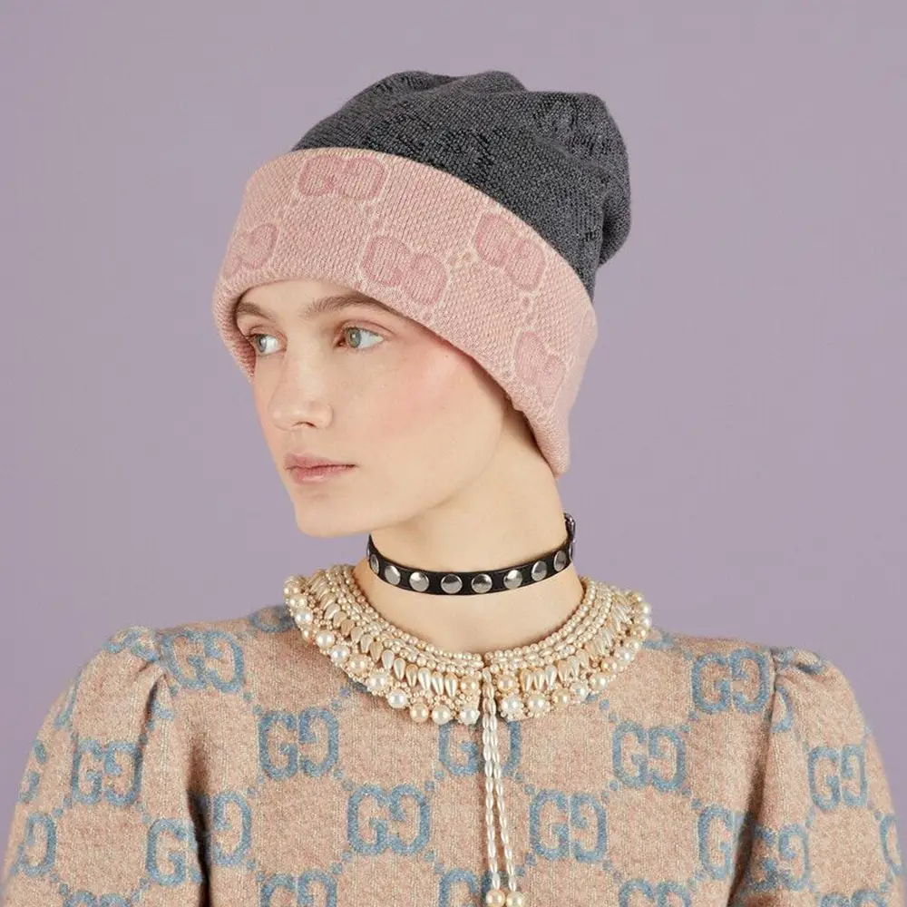 Gucci Reversible GG Jacquard Beanie Hat Grey – voilà.id