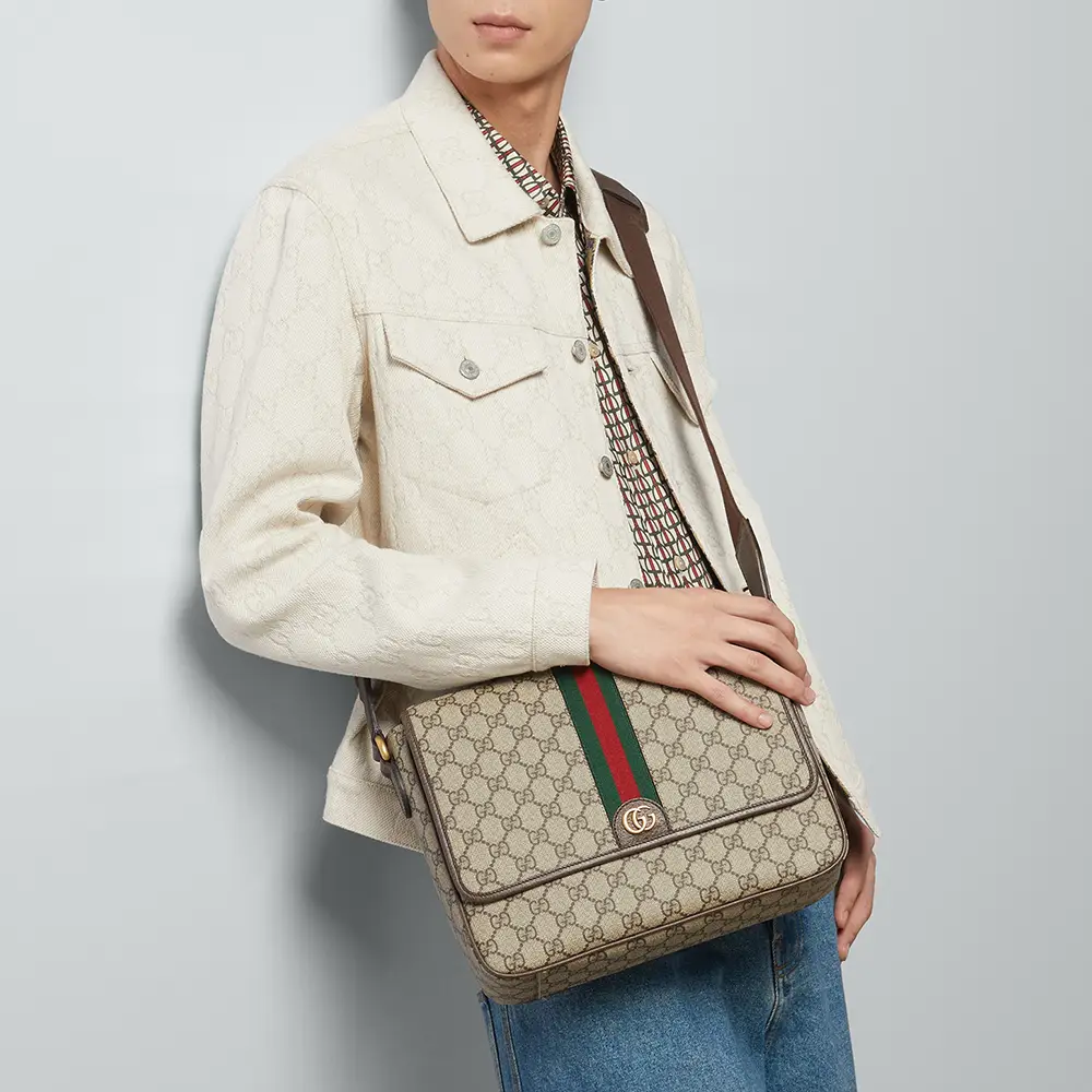 Gucci Ophidia Supreme Medium Messenger Bag Beige Ebony