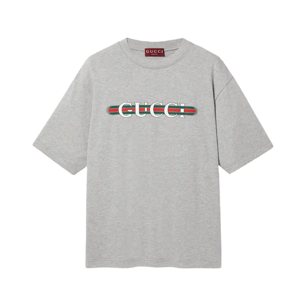 Gucci Printed Double G Jersey T-Shirt Grey Melange – voilà.id