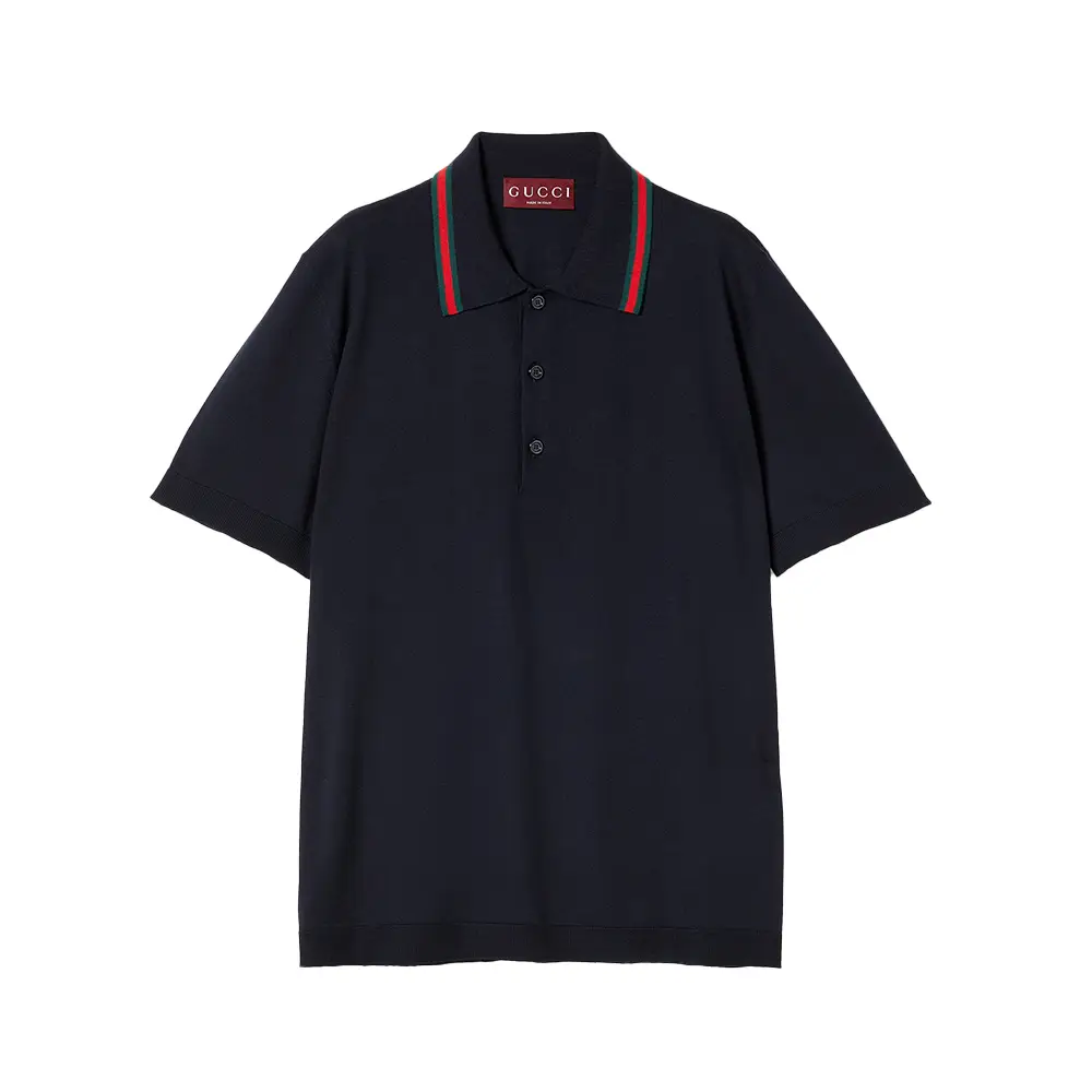 Tシャツ・カットソー GUCCI SS24 Pleated plastron shirt (762171ZAPQT 9011) Bouclé wool jacquard shirt with GG Shadow in burgundy and