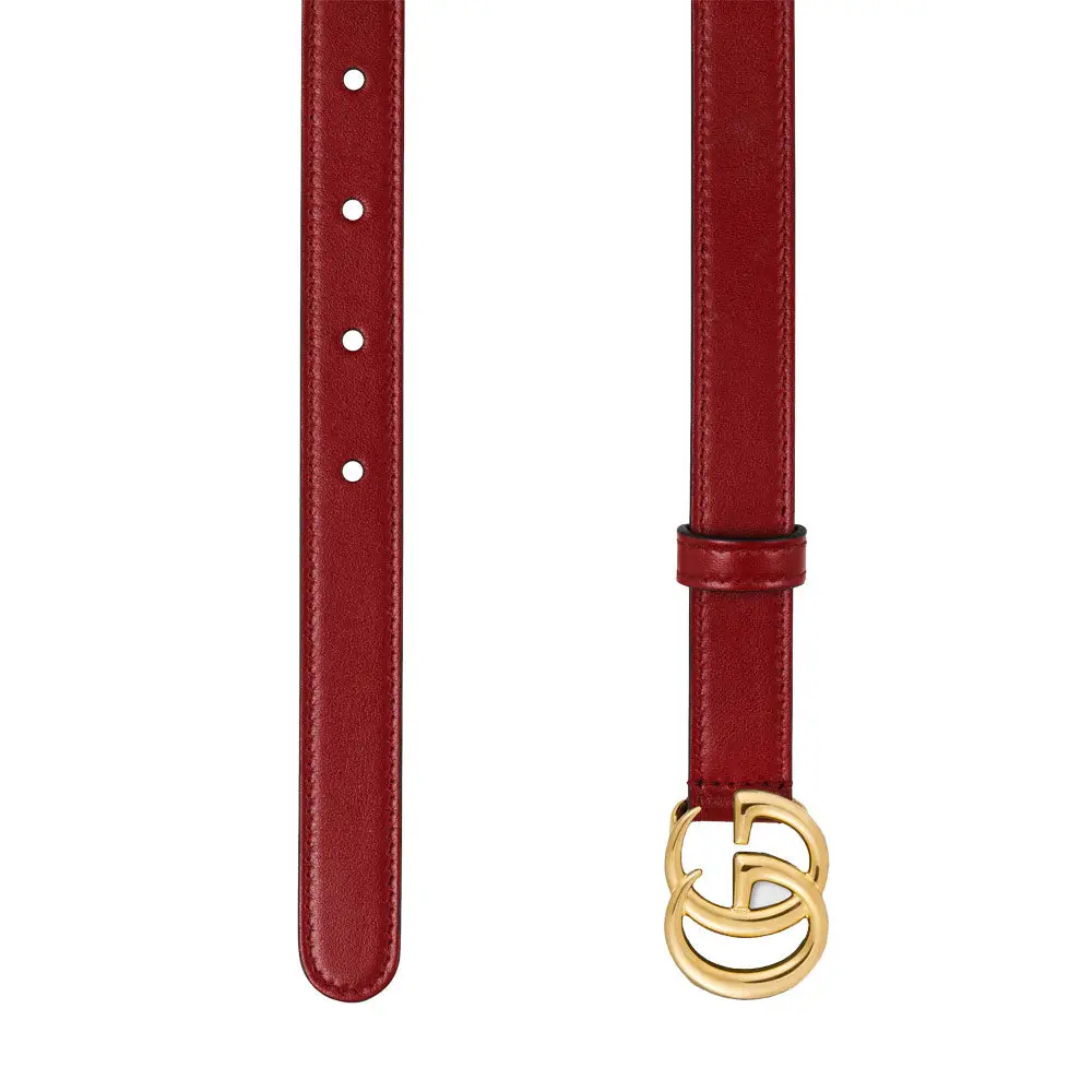 Gg marmont thin leather belt with shiny buckle sale