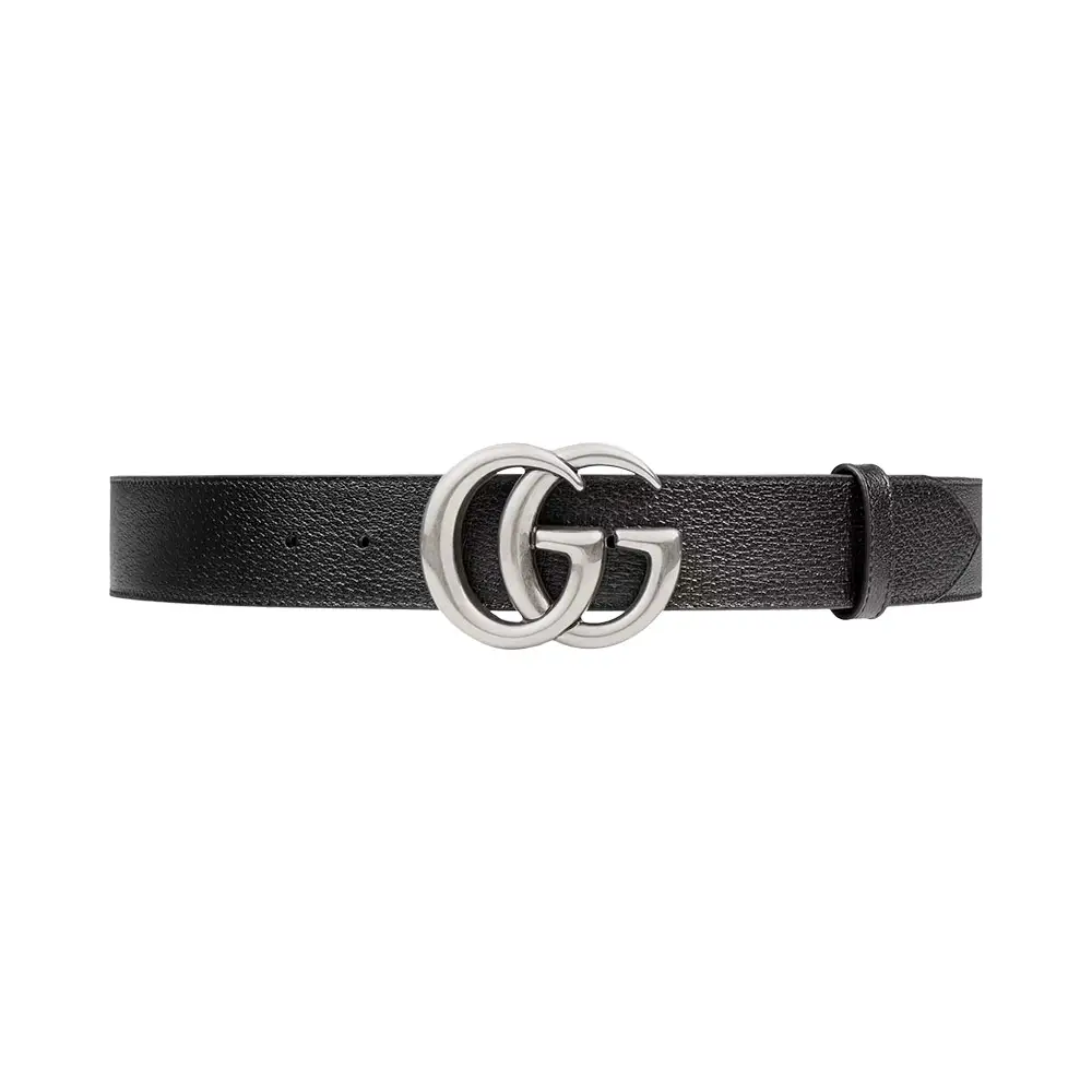 Gucci GG Silver Buckle Leather Belt 40mm Black Phw – voilà.id