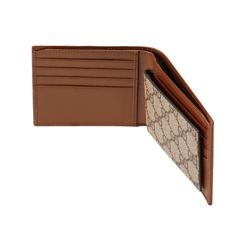 Gucci GG Bi-Fold Wallet with Removable Card Case Beige Ebony