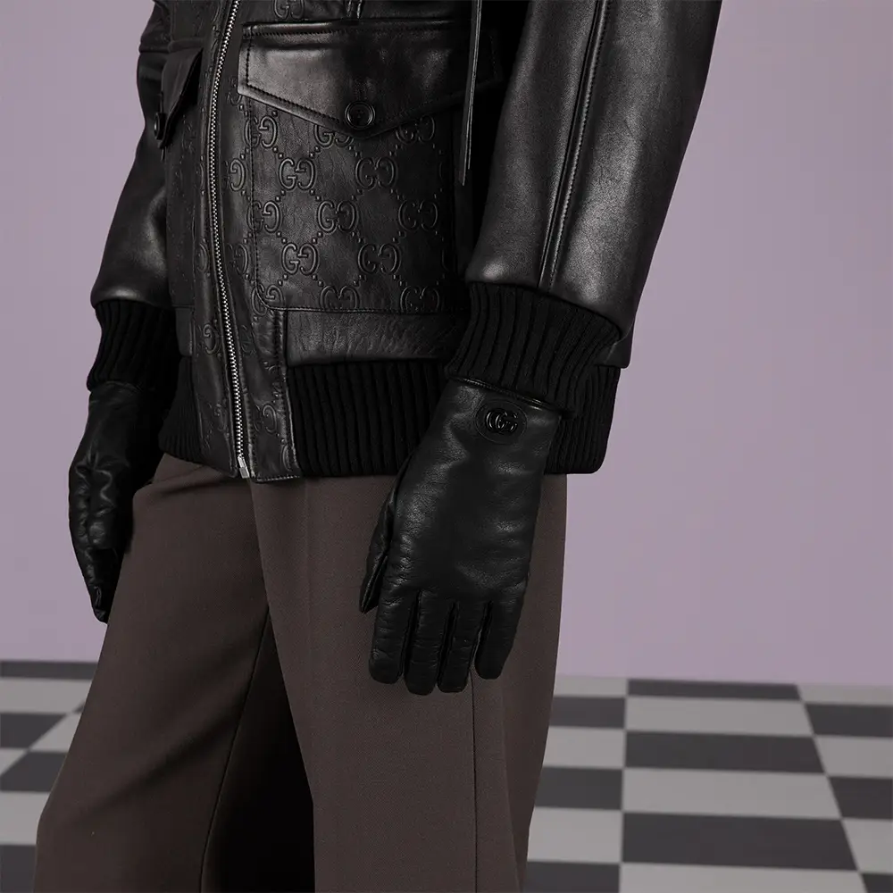 Gucci Double G Leather Gloves Black – voilà.id