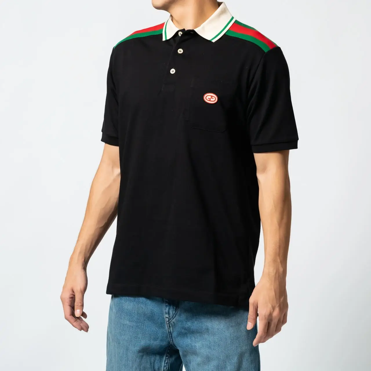 Gucci Retro Interlocking G Cotton Polo With Web Black – voilà.id
