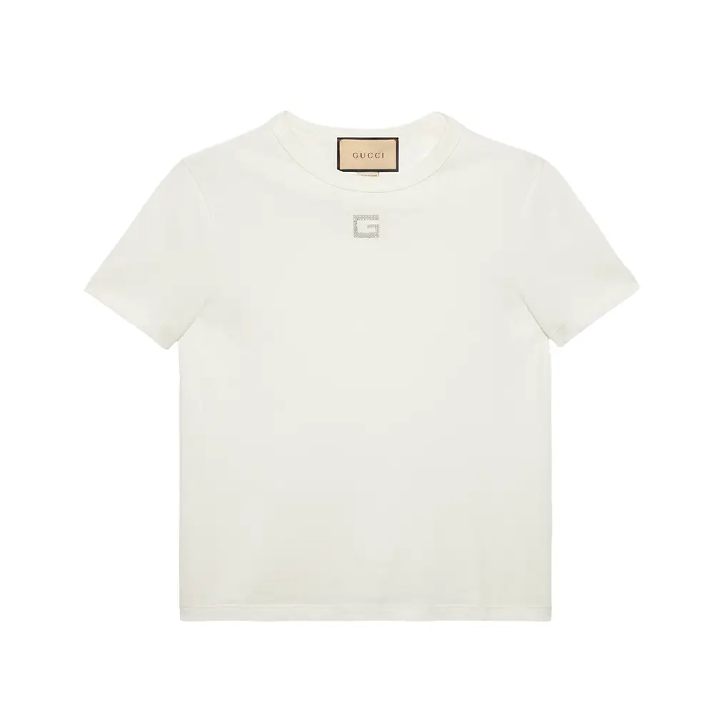 Versace Watercolour Couture T-Shirt Print White Gold – voilà.id