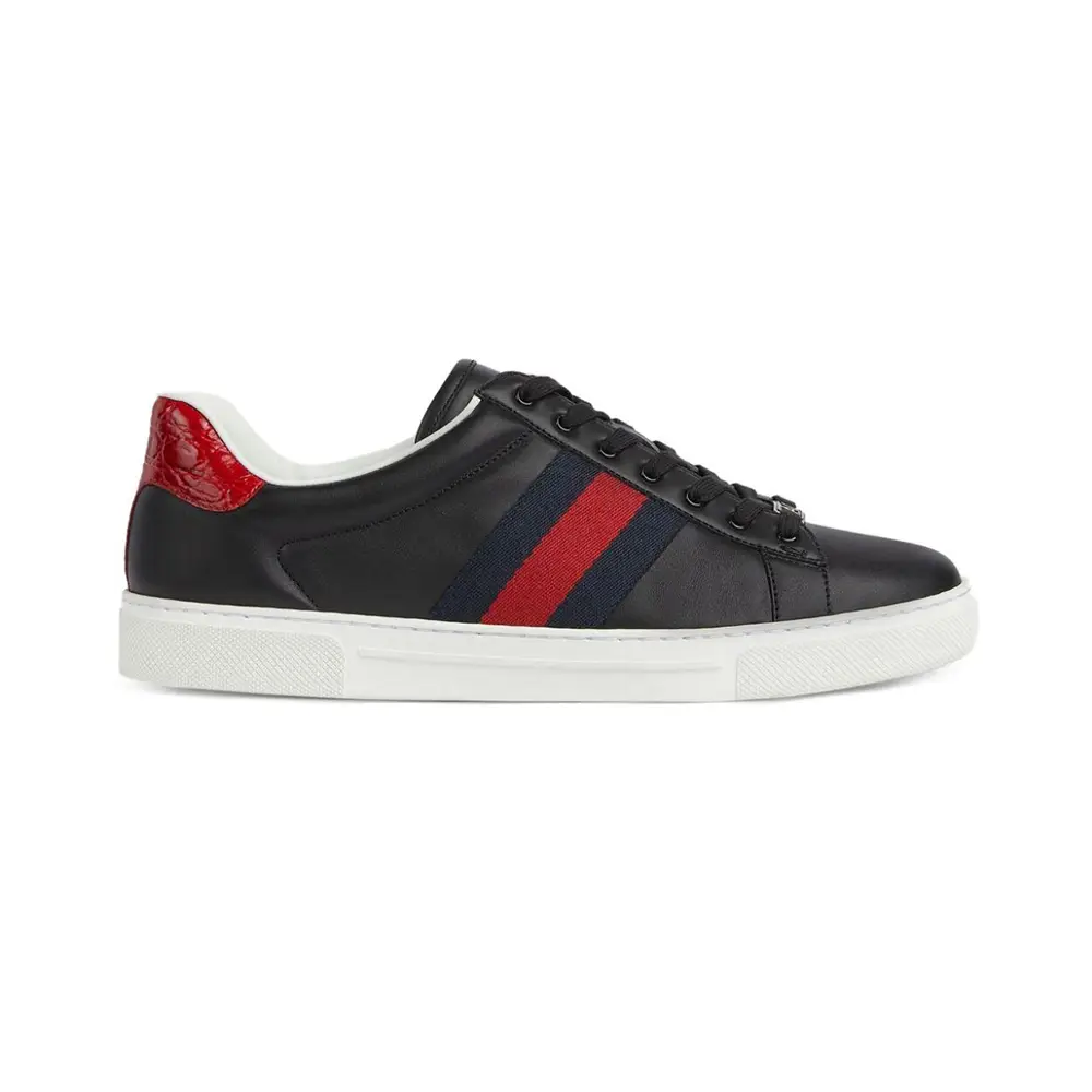 Gucci Ace Sneakers Web Leather Black Men – voilà.id
