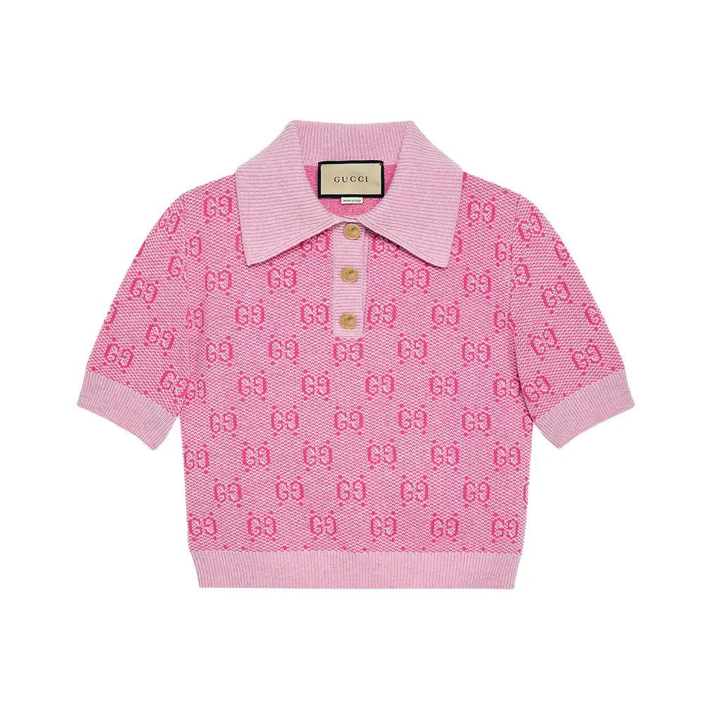 Gucci GG Wool Jacquard Polo Pink – voilà.id