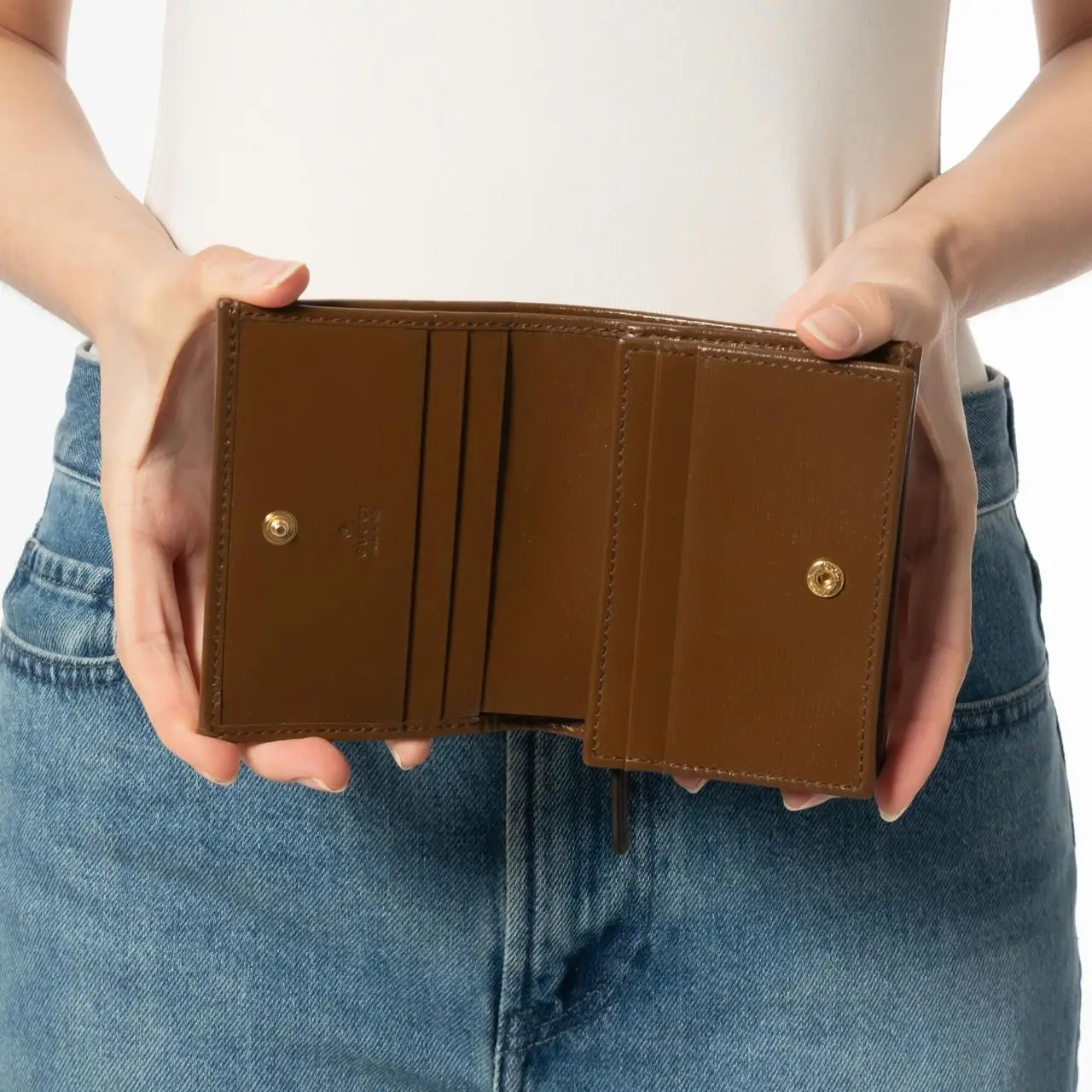 Gucci Horsebit 1955 Horizontal Card Case Bifold Wallet Brown