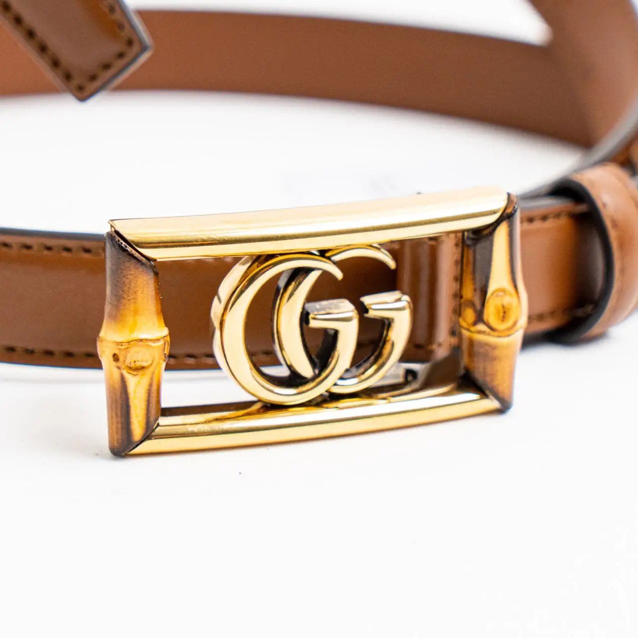 Gucci Double G Buckle and Bamboo Thin Belt 20mm Cuir Ghw – voilà.id