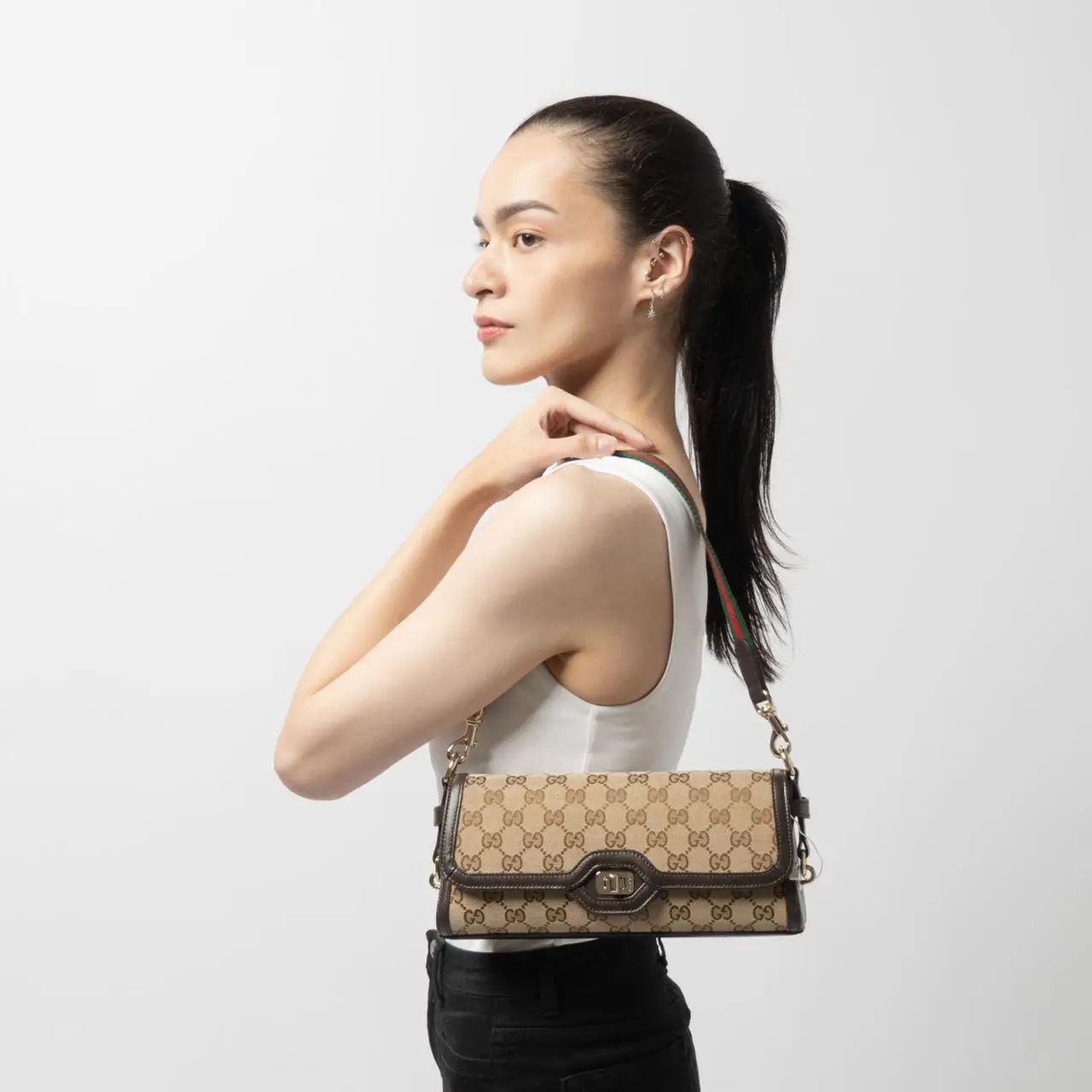 Gucci Luce Small Shoulder Bag Beige Ebony Brown – voilà.id