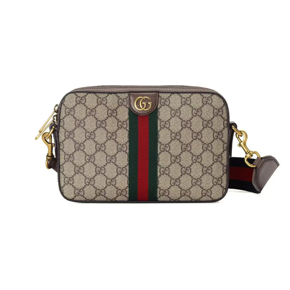 Gucci GG Medium Polyester Crossbody Bag Ebony Beige Brown