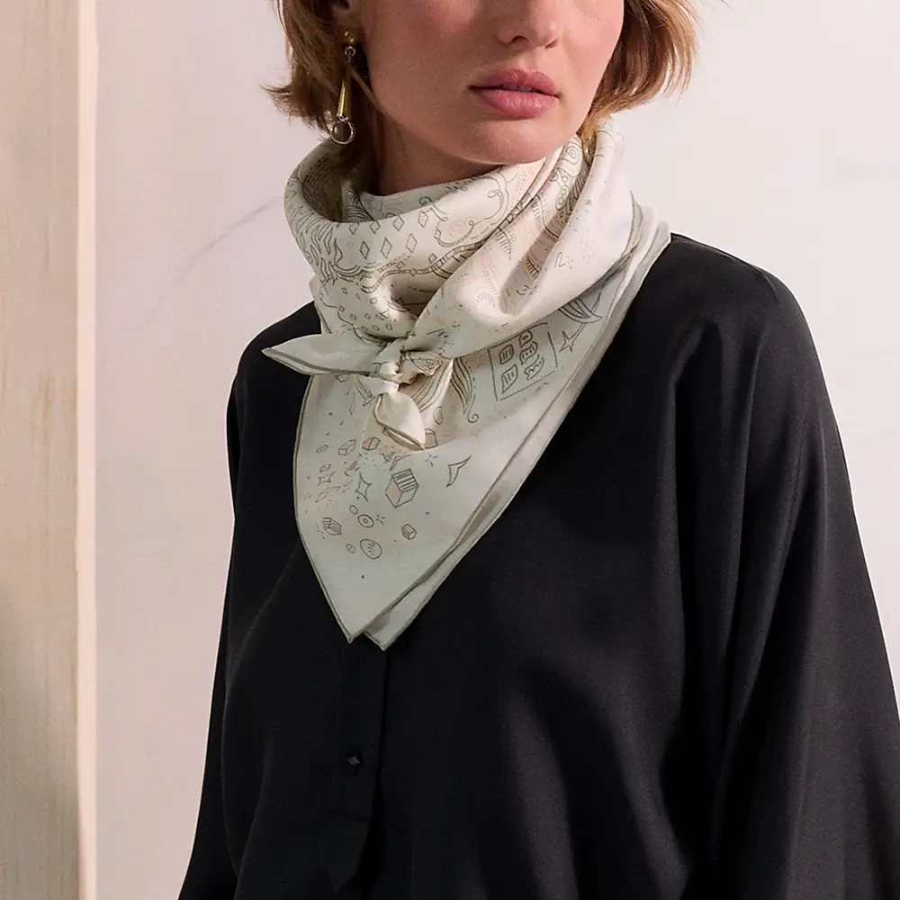 Hermès Please Hold The Line Scarf 90 Blanc / Rose Nacre