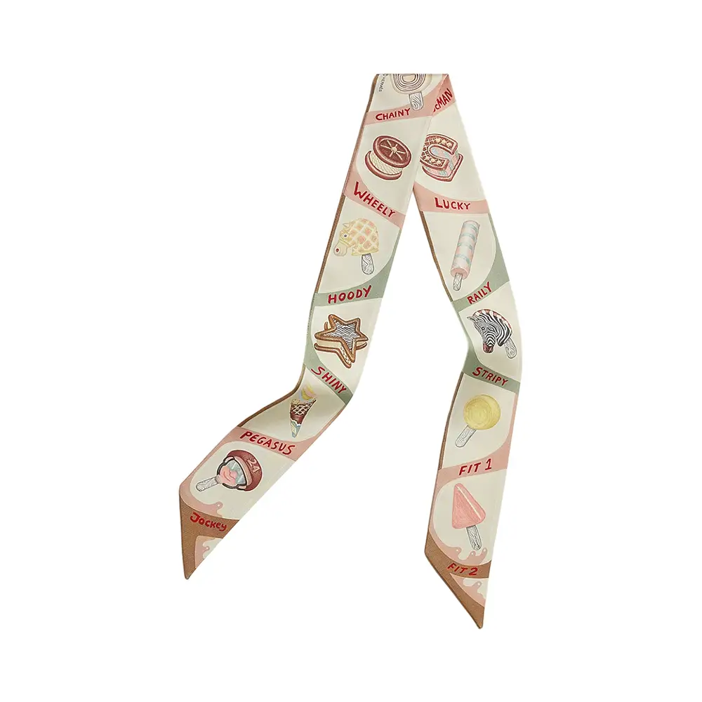 Hermès Funny Ice Cream Twilly Aqua / Orange / Jaune – voilà.id