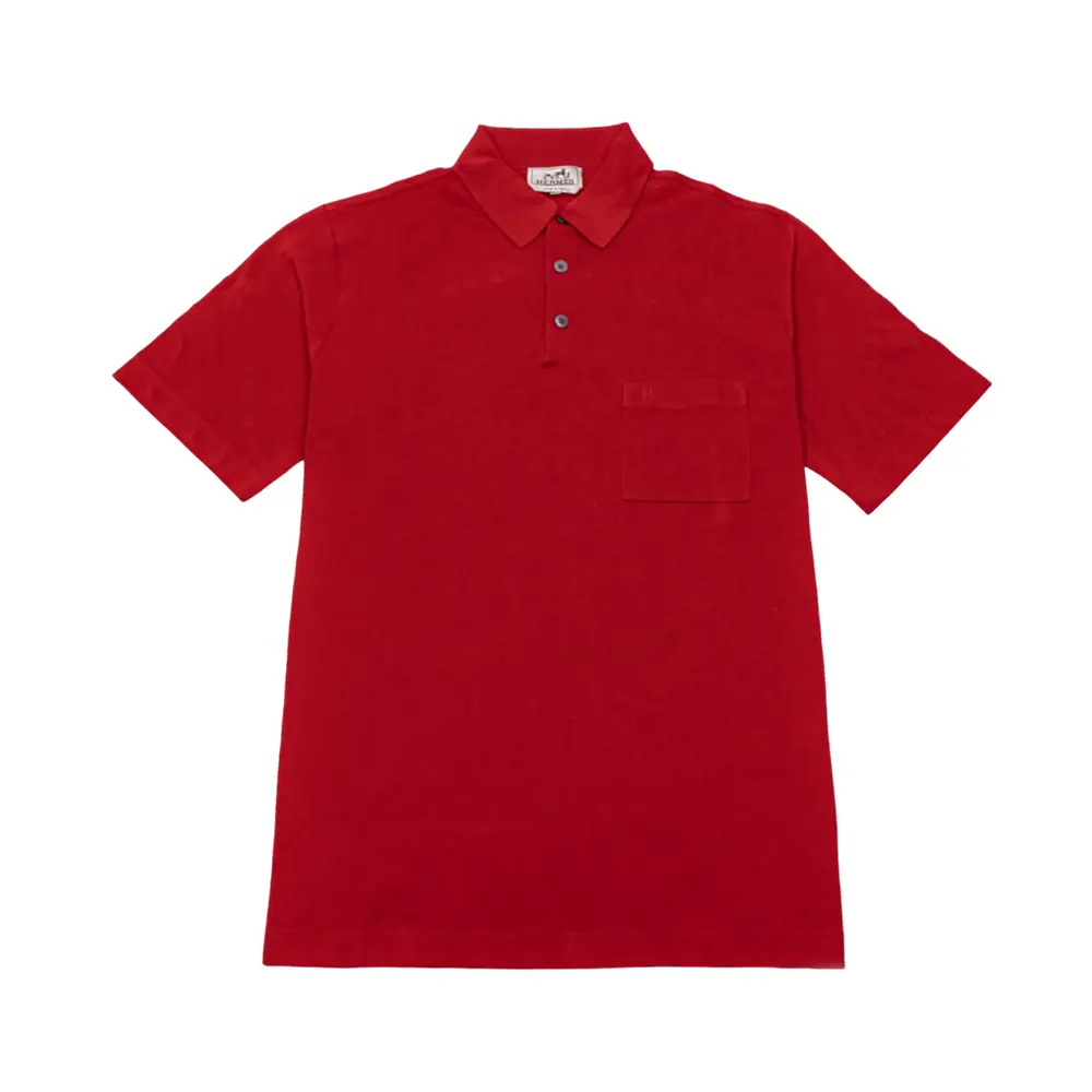 Hermès H Embroidered Buttoned Polo Shirt Red – voilà.id