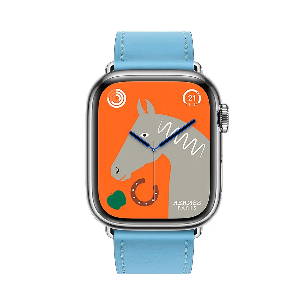 Hermès Space Black Series 9 Case & Celeste Band Apple Watch