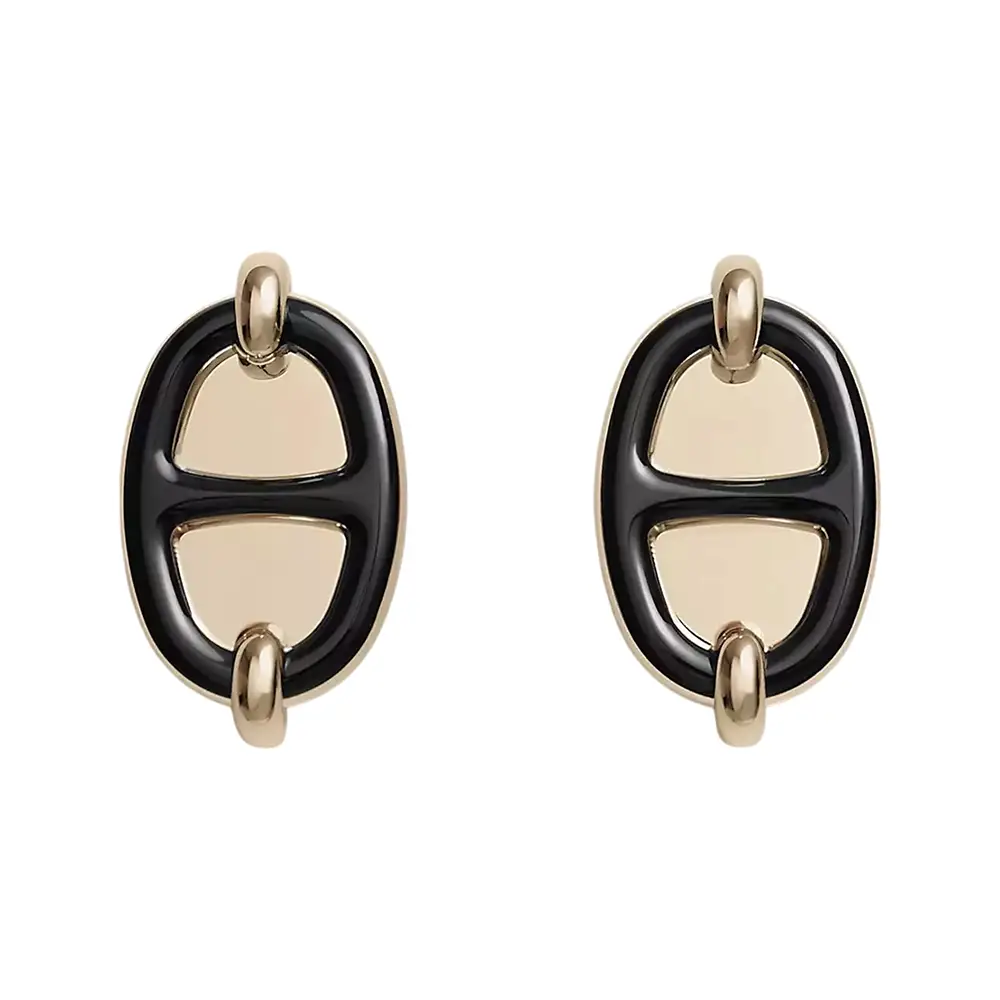 Hermès Mini Maillon Earrings Black Ghw – voilà.id