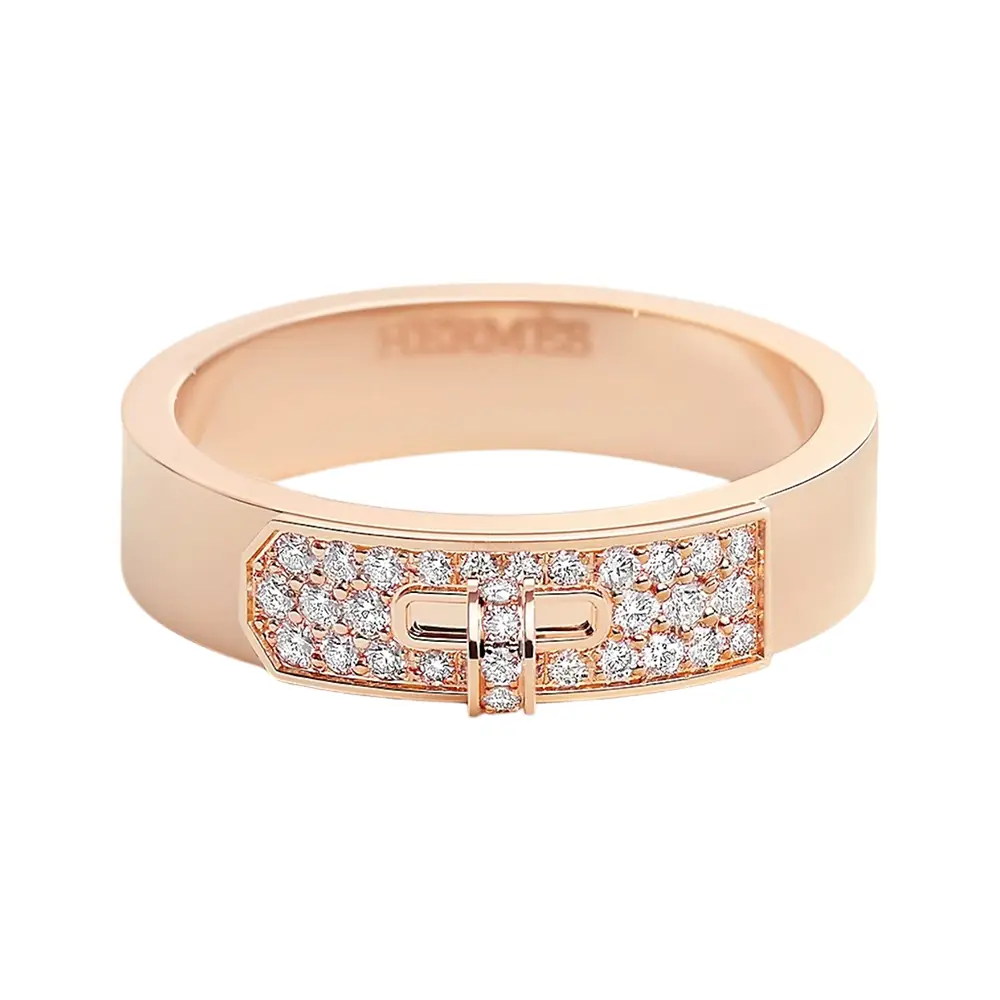 Hermes Kelly ring rose gold diamonds【関税込】 Hermes 2023 18k Rose Gold Diamond Kelly Ring, Small Model