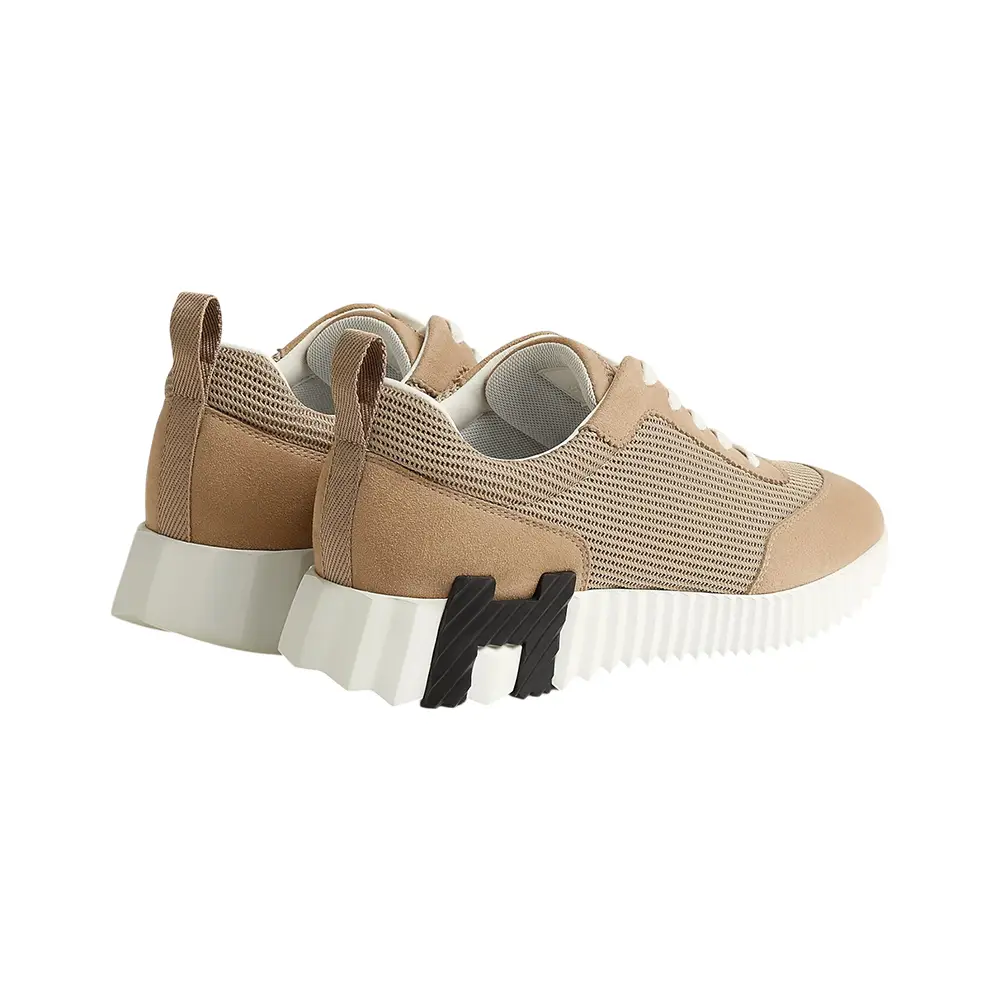 Hermès Bouncing Sneakers Textured Mesh and Suede Beige Camel