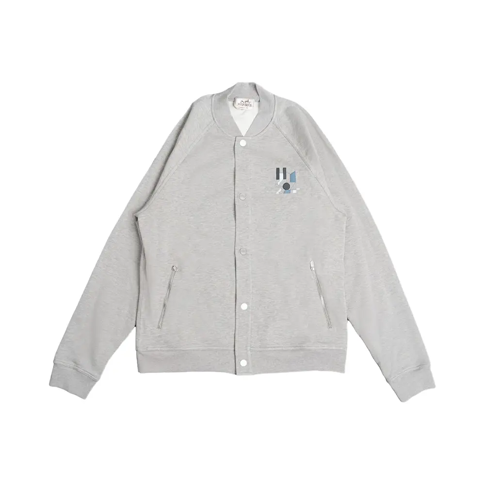 Hermès Jeu d'Address Varsity Jacket Gris Clair – voilà.id