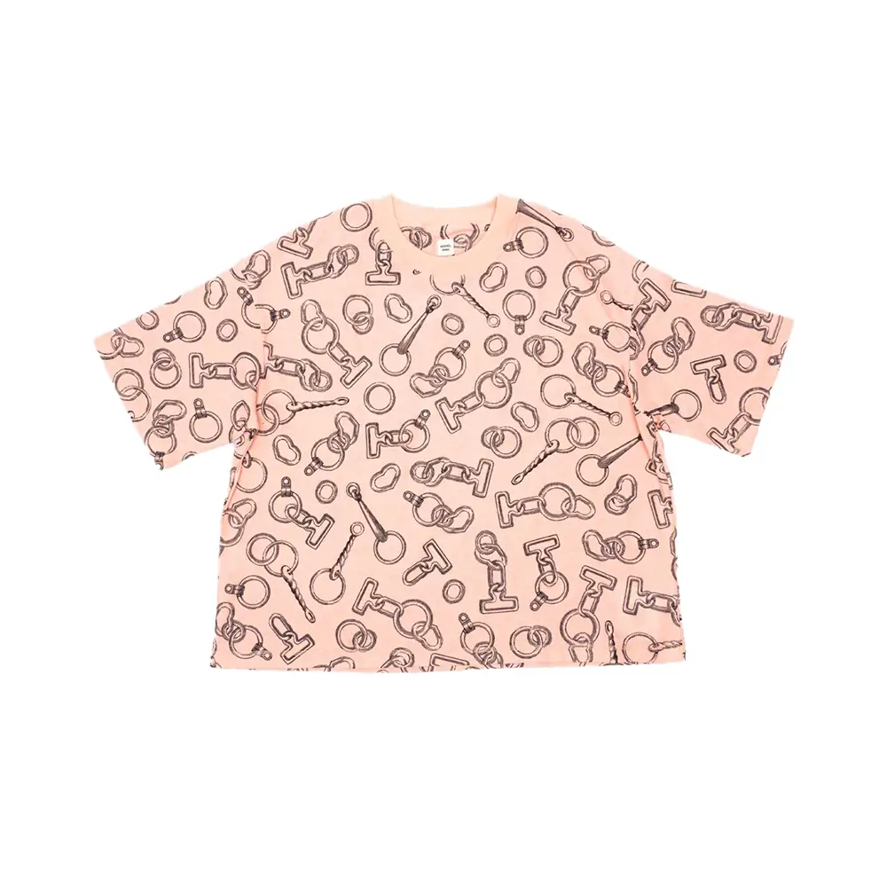 Hermès Effet Kaleidoscope Finesse Maxi Cropped T-Shirt Rose