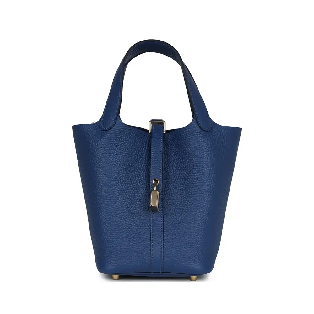 バッグ HERMES Picotin PM Blue Tie Hermès Picotin 18 Blue Tie Taurillon Clemence Phw W – voilà.id