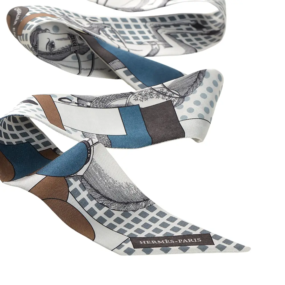 Hermès Cavalier en Formes Slik Twilly Blanc / Gris / Brun