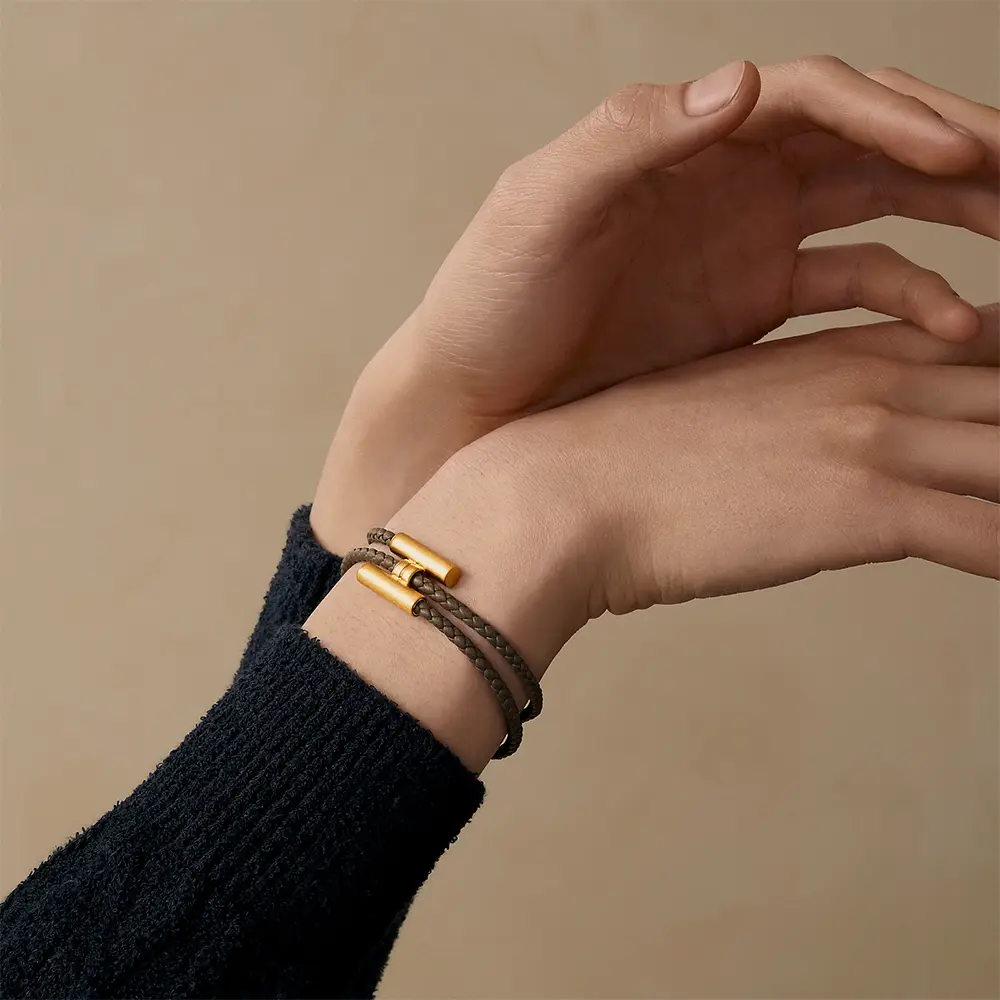 Hermès Tournis Tresse Swift Bracelet Gris Etain Ghw – voilà.id