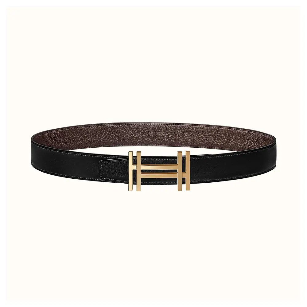 【極美品】HERMES ミニHベルト 70 ブラウン×ブラック ゴールド金具 エルメスHベルト サイズ70cm リバーシブル 黒/キャメル系