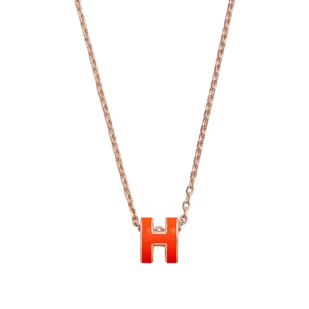 【上品♪】エルメス HERMES pop h mini pendant Hermès Mini Pop H Necklace Orange Field Rghw – voilà.id