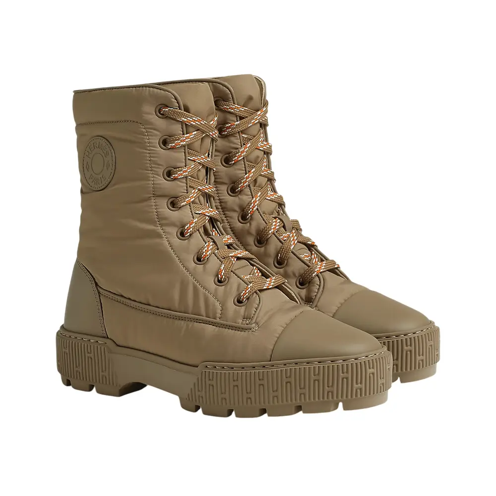 Hermès Fresh Parachute Light Fabric and Calfskin Ankle Boots Hermès Fresh Parachute Light Fabric and Calfskin Ankle Boots
