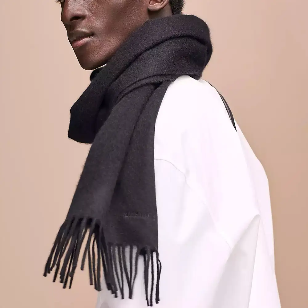 Hermès Union Brodee Muffler Cashmere Black – voilà.id