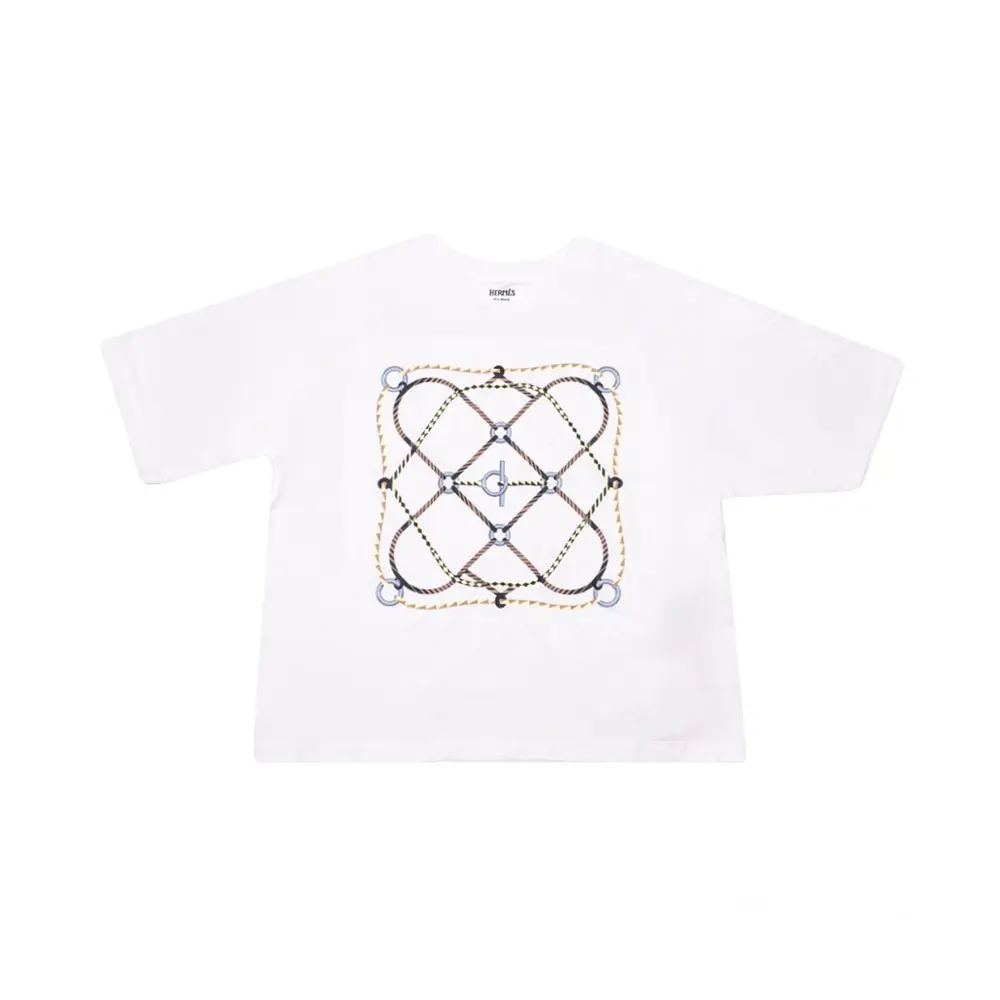 Hermès Effet Kaleidoscope Finesse Maxi Cropped T-Shirt Rose