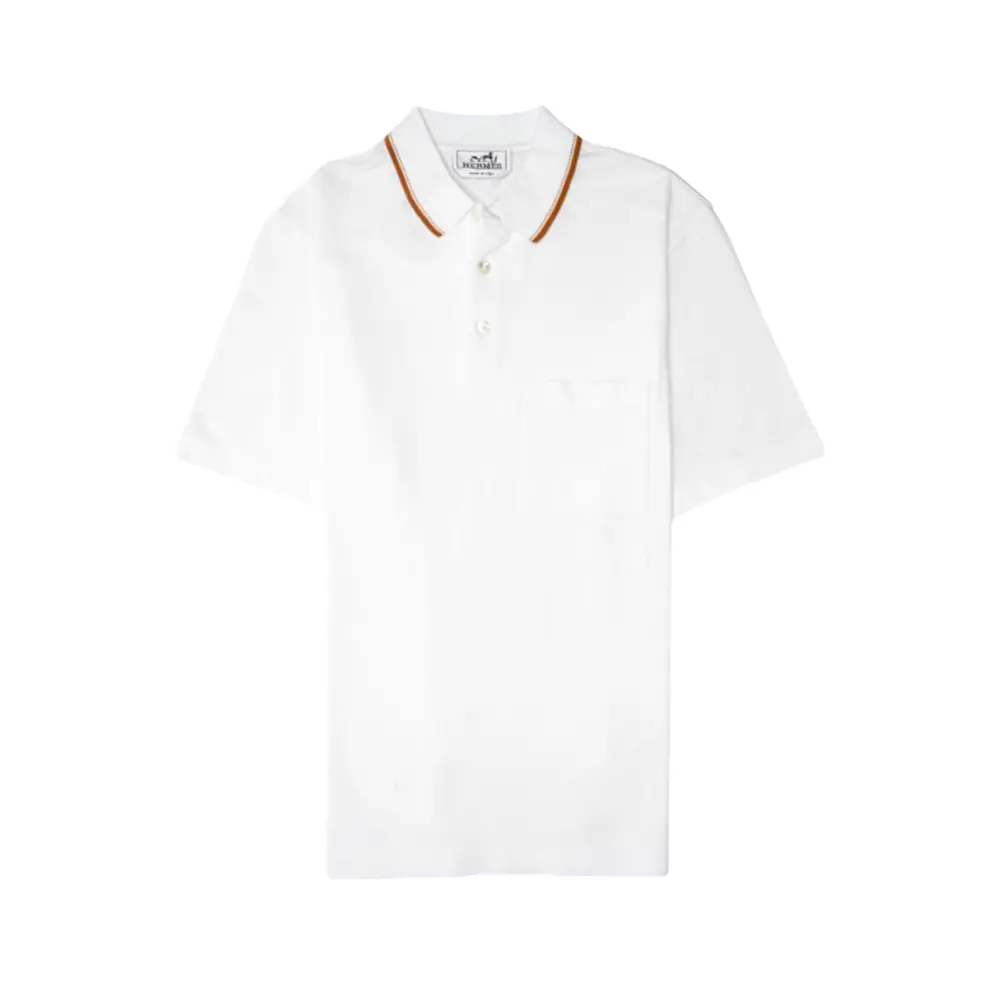 Hermès Piqures Sellier Polo Shirt White/Orange – voilà.id