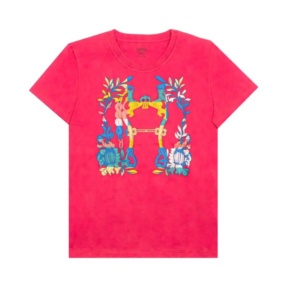 Hermès Della Cavalleria Straight Cartridge T-Shirt Rouge Magnolia