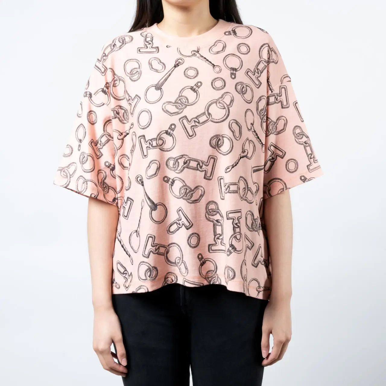 Hermès Effet Kaleidoscope Finesse Maxi Cropped T-Shirt Rose