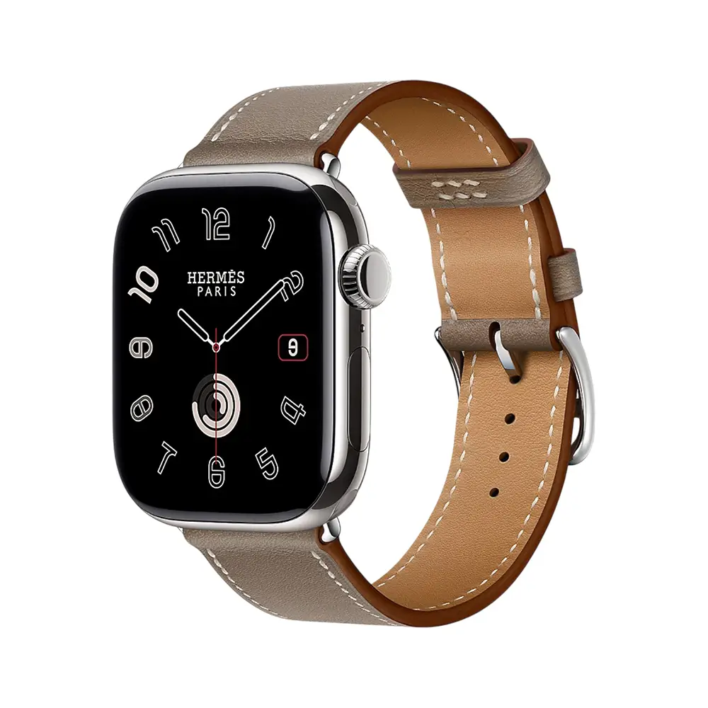 Hermès Series 10 Silver Titanium & Etoupe Band Apple Watch