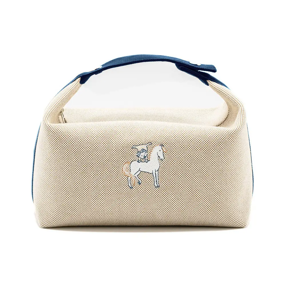 HERMES bride a brac ベージュ ブラウン ポーチ GM H103587M Hermes Beige & Orange Toile H Bride-a-Brac Case Large Model