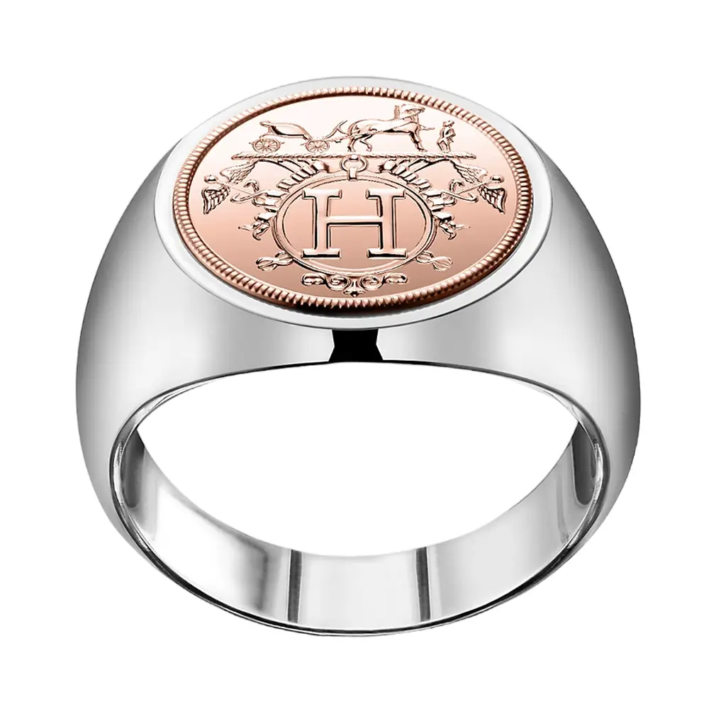 （HERMES）Ex-Libris ring HERMES 18K Rose Gold PM Ex-Libris Signet Ring 51 5.75 926344