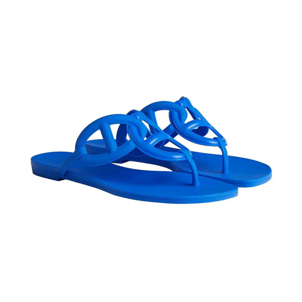 ★Hermes Egerie Sandal Bleu Outremer★ HERMES EGERIE SANDAL BLEU OUTREMER BLUE JELLY RUBBER SZ 37