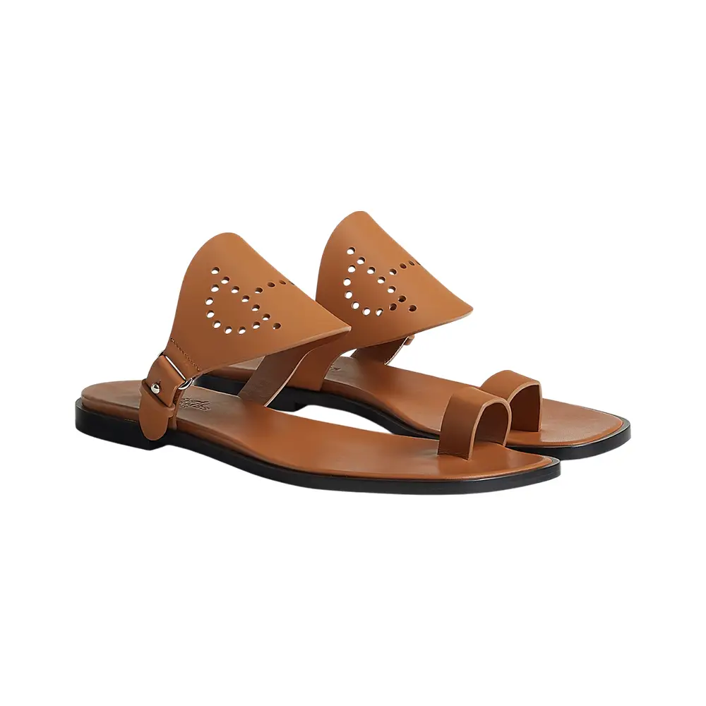 【シンプルでお洒落☆】HERMES ヘラ Hera sandal Hermes Hera Sandal Sandal in calfskin with perforations