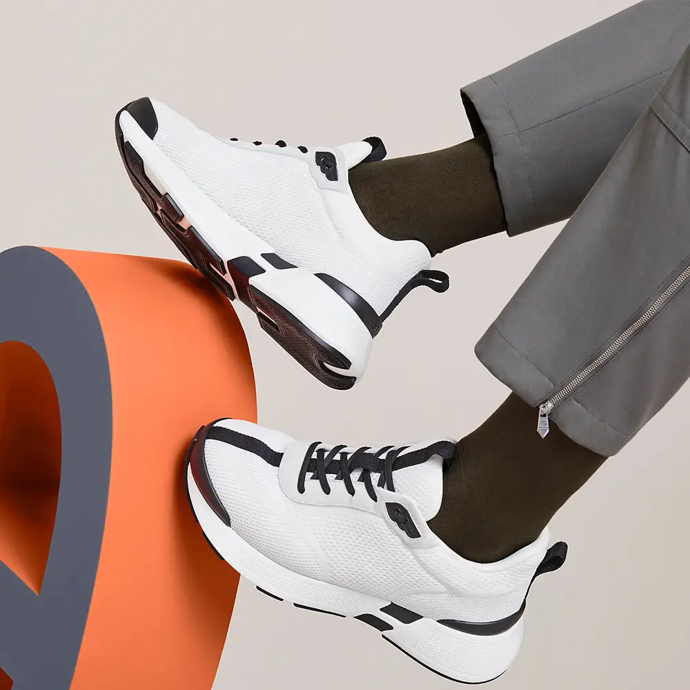 Hermès Heros Knit and Suede Sneakers Blanc – voilà.id