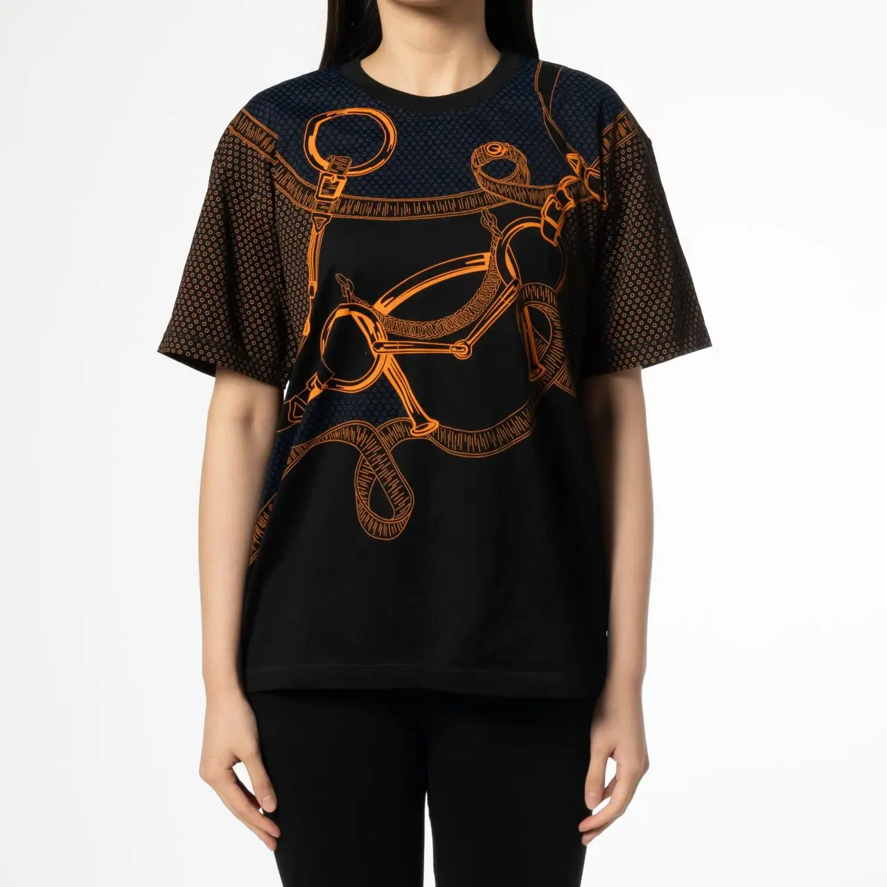 Hermès Eperon d'Or Bandana Maxi T-Shirt Black – voilà.id