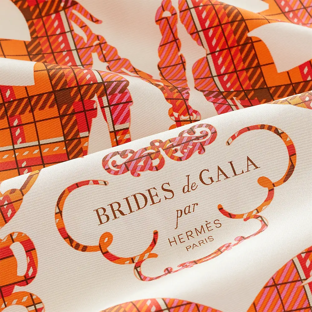 Hermès Brides de Gala Tartan Scarf 45 Cannelle / Rose Pâle