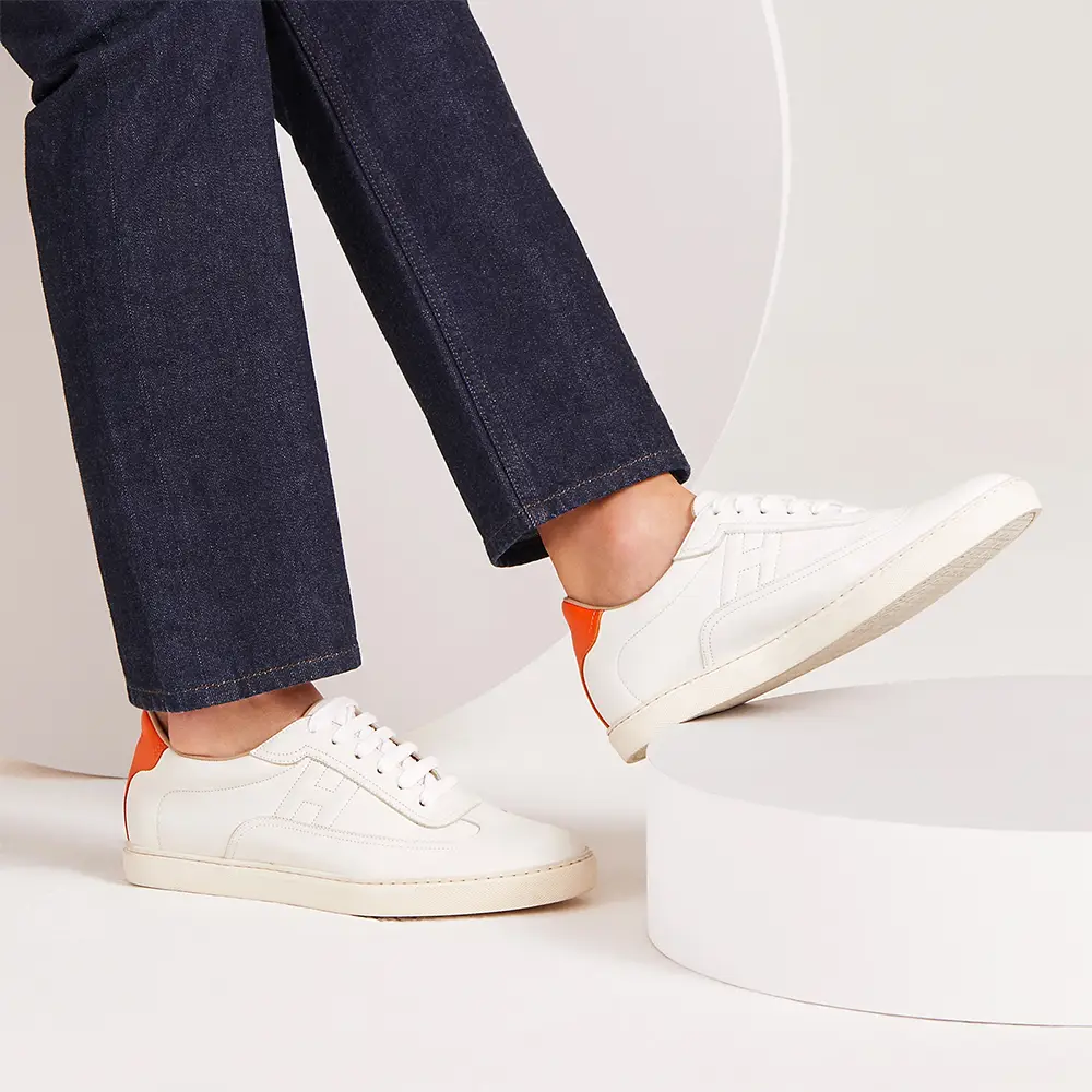 Hermès Homme Quicker Sneakers Blanc / Orange – voilà.id