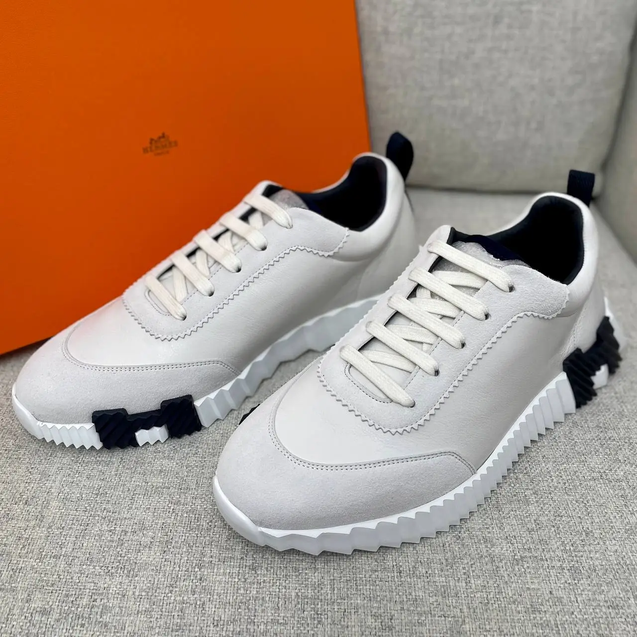 Hermes Femme Bouncing Sneakers in Goatskin and Suede