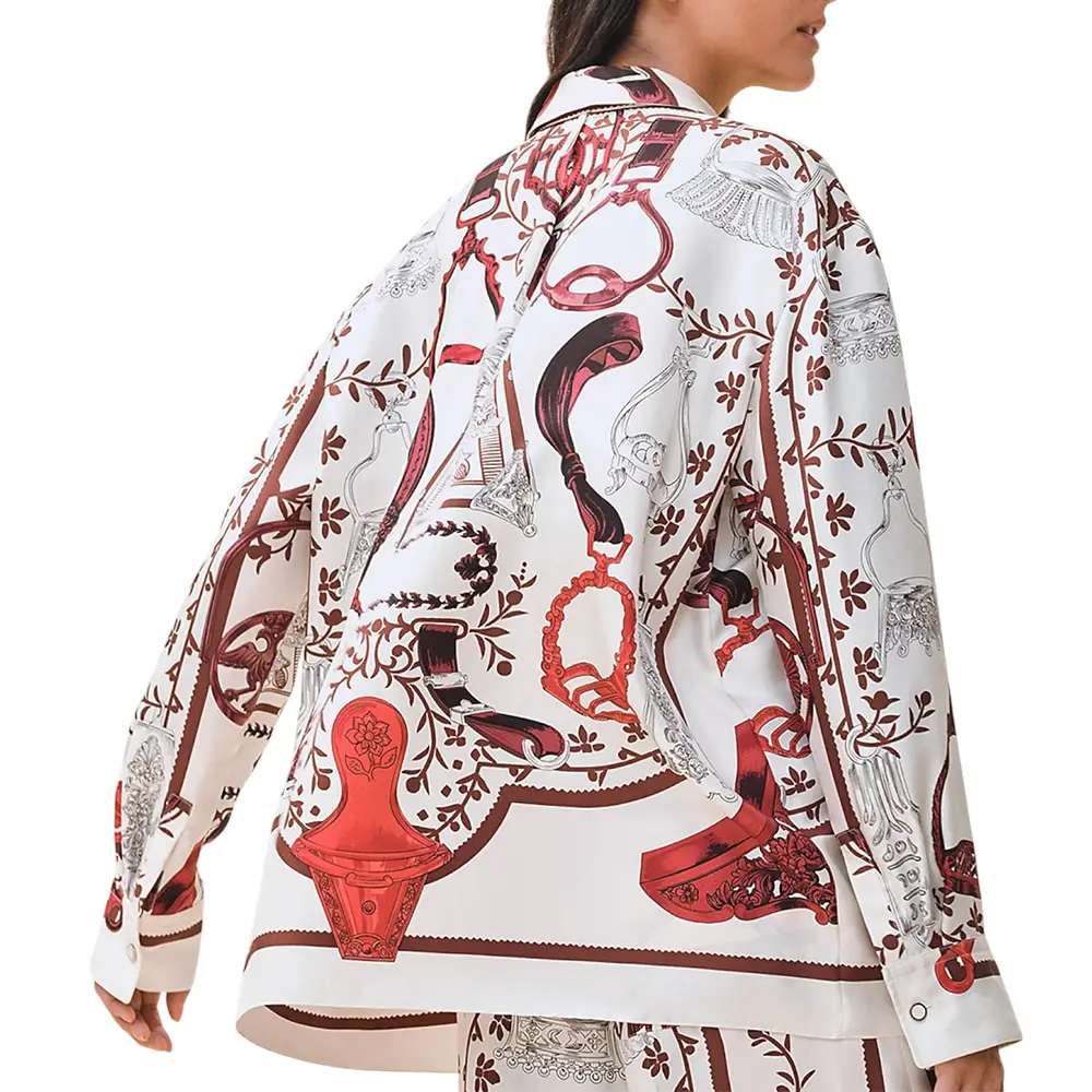 Hermès Etriers Printed Silk Shirt White/Red – voilà.id